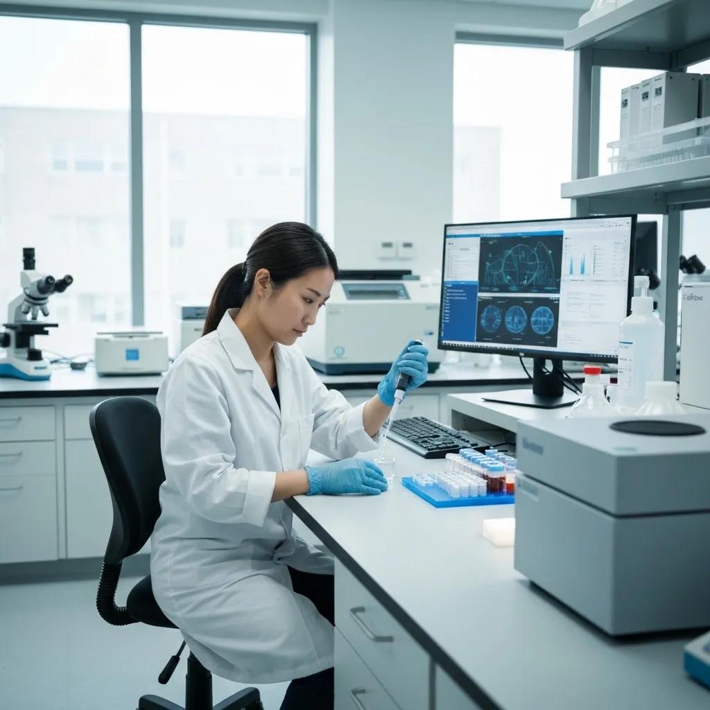 Researcher examining tirzepatide in a laboratory setting