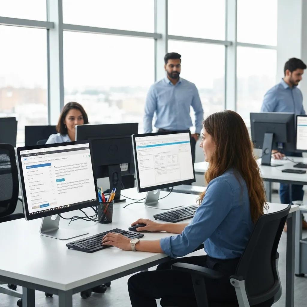 A sales team collaborating in a modern office, using automation tools to enhance their booking processes