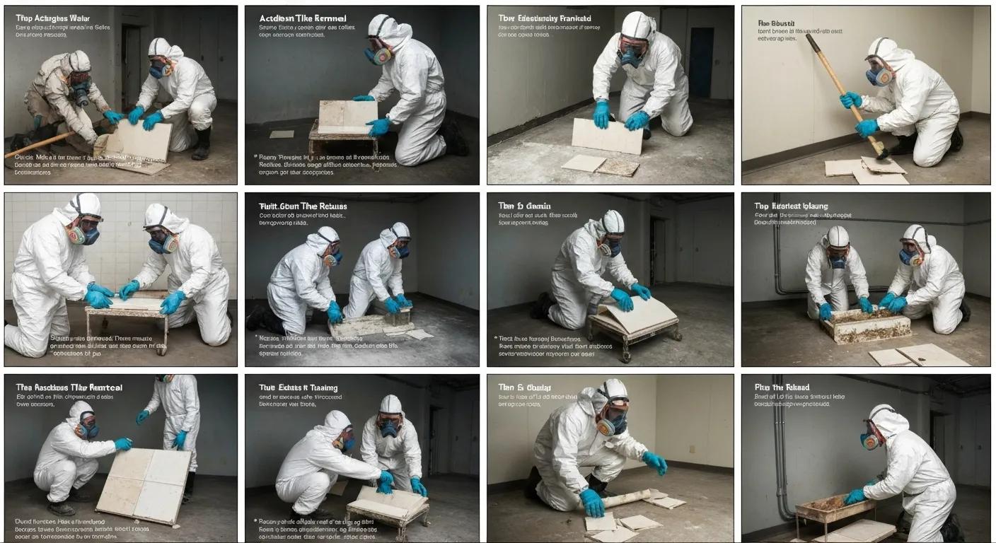 Step-by-step guide to asbestos tile removal, emphasizing safety and regulatory compliance