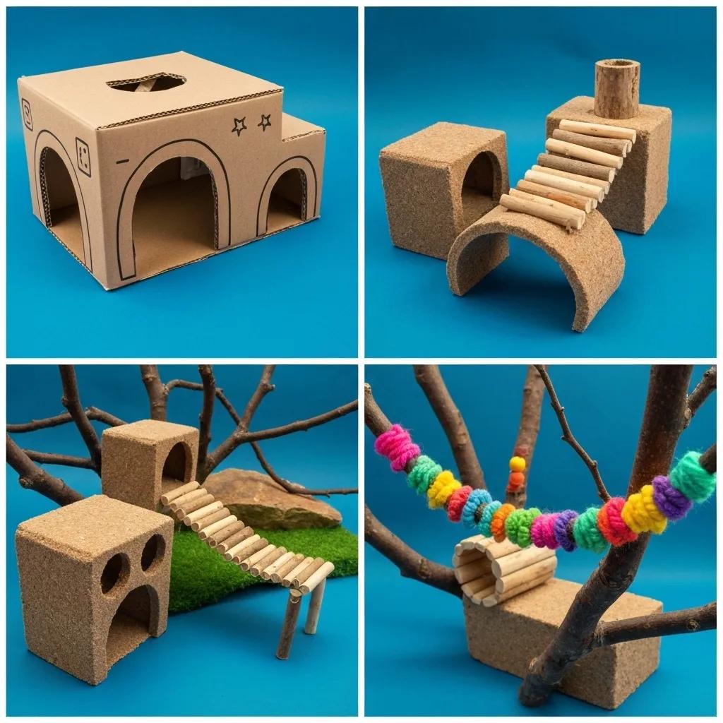 DIY reptile enrichment projects including puzzle feeders and climbing structures