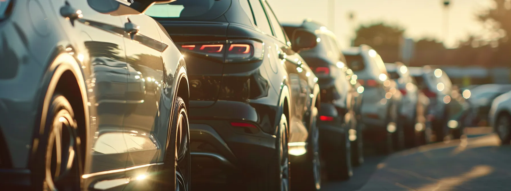 a row of shiny, top-quality suvs gleaming under the bright indianapolis sun at a trusted dealership.