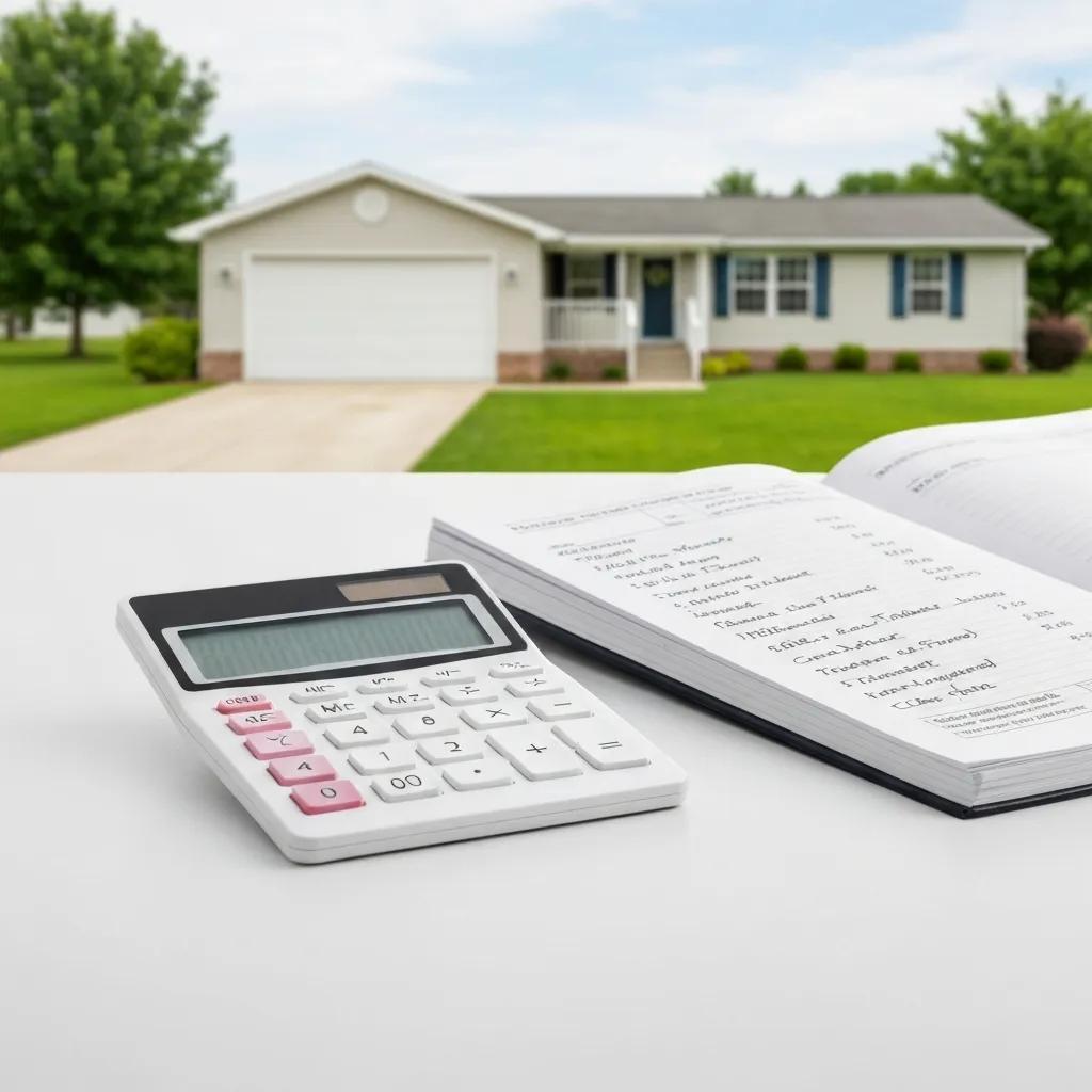 A close-up of a calculator and notepad displaying cost estimates for moving a manufactured home, suggesting financial planning.