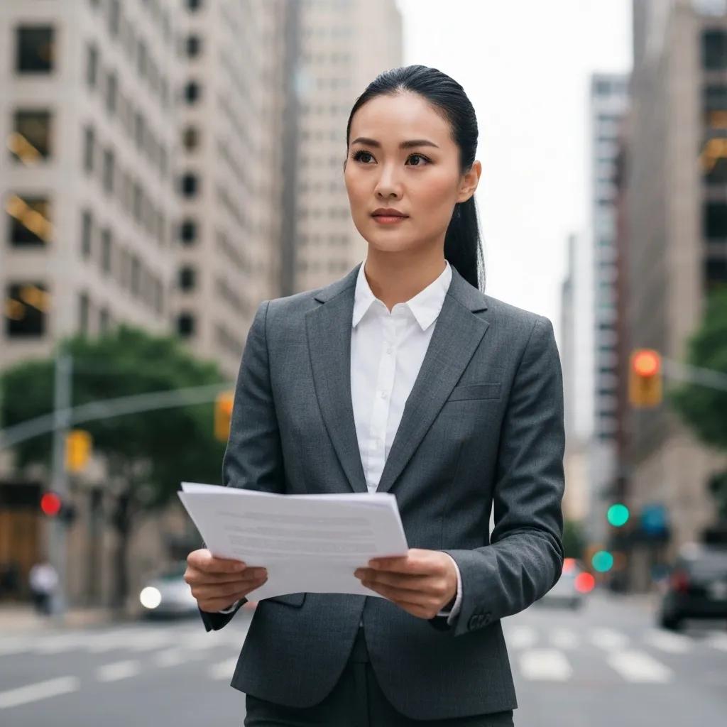 Professional process server discreetly delivering legal documents to a business address