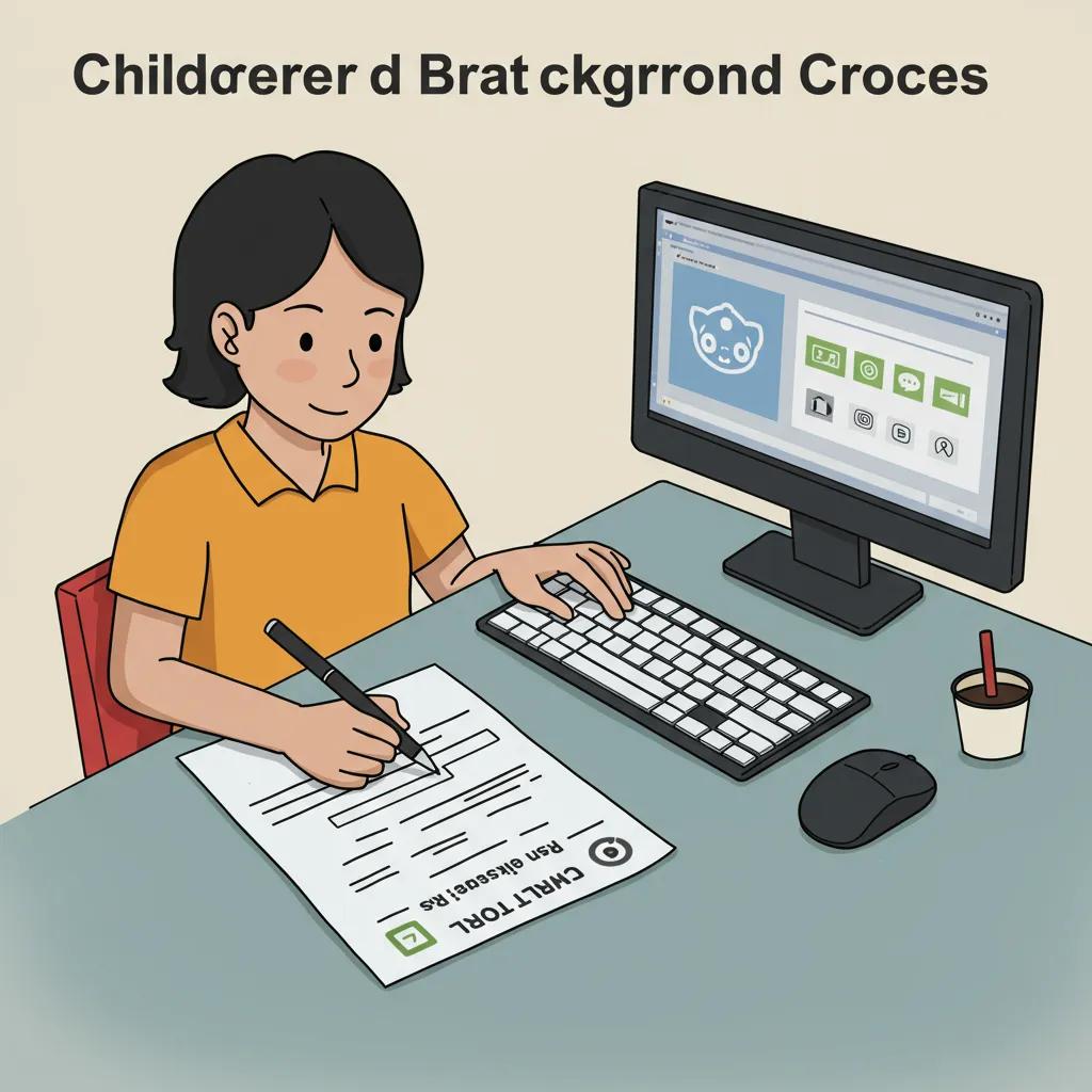 Childcare staff member conducting a background check in a professional setting