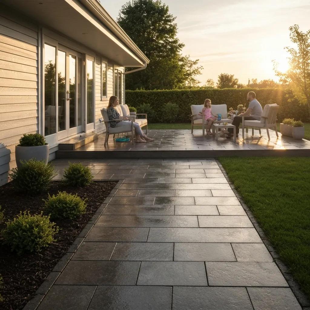 A clean, inviting outdoor space highlighting the health and safety benefits of pressure washing