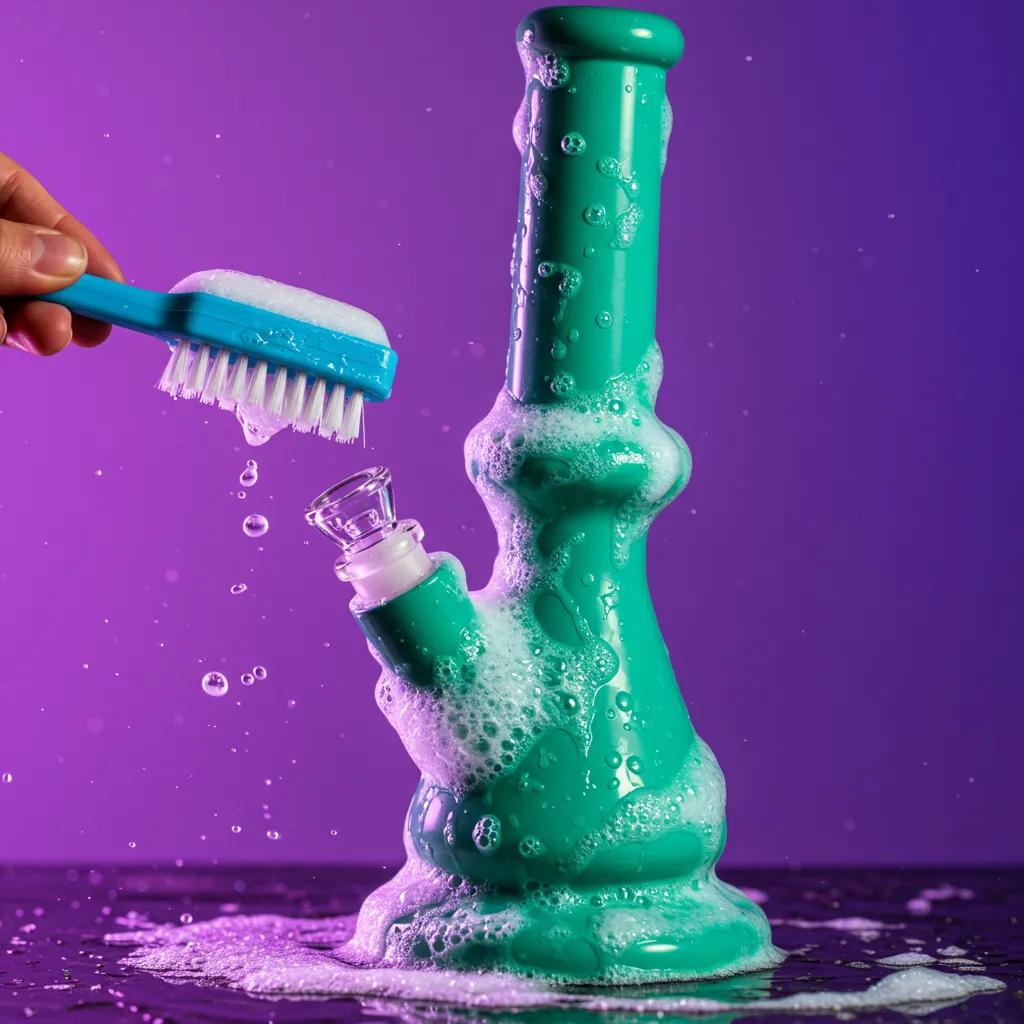 Cleaning a silicone bong with warm, soapy water and a soft brush for optimal maintenance