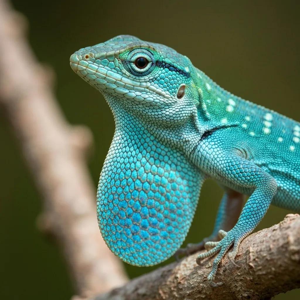Close-up of an anole lizard's dewlap, showcasing color variations and texture for identification