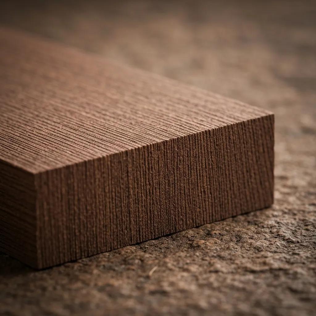 Detailed view of Chocolate Wood's unique grain and deep brown colour