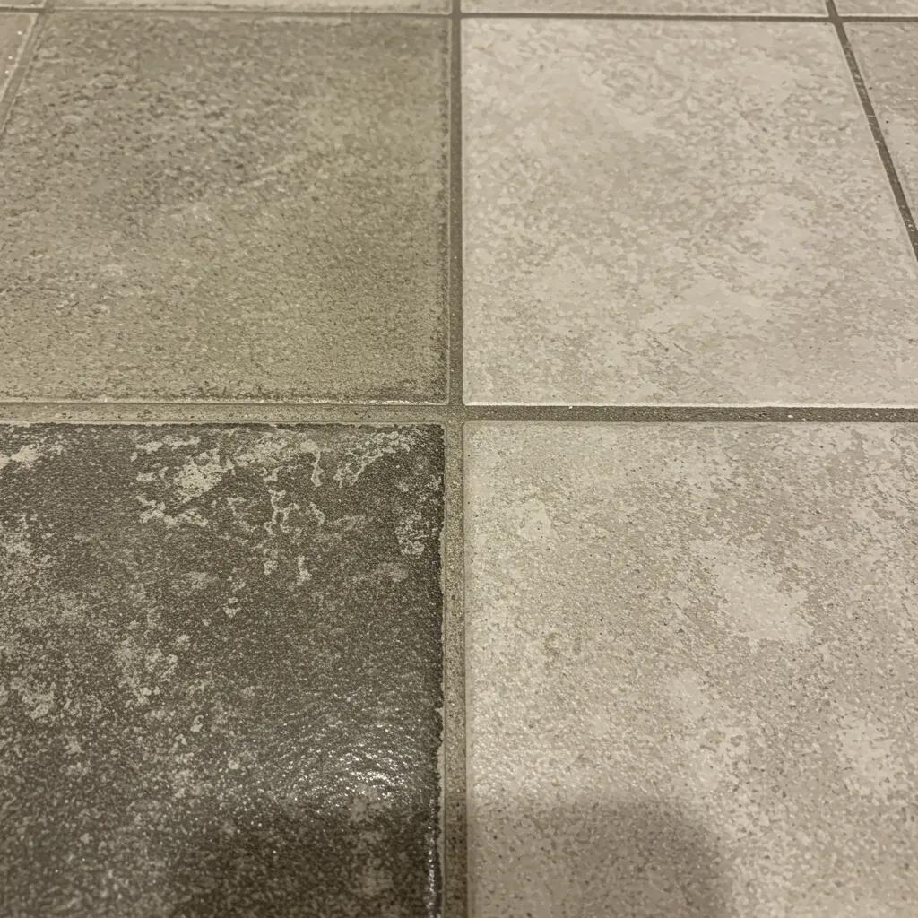 Close-up of restored tile and grout showing clean versus dirty grout lines