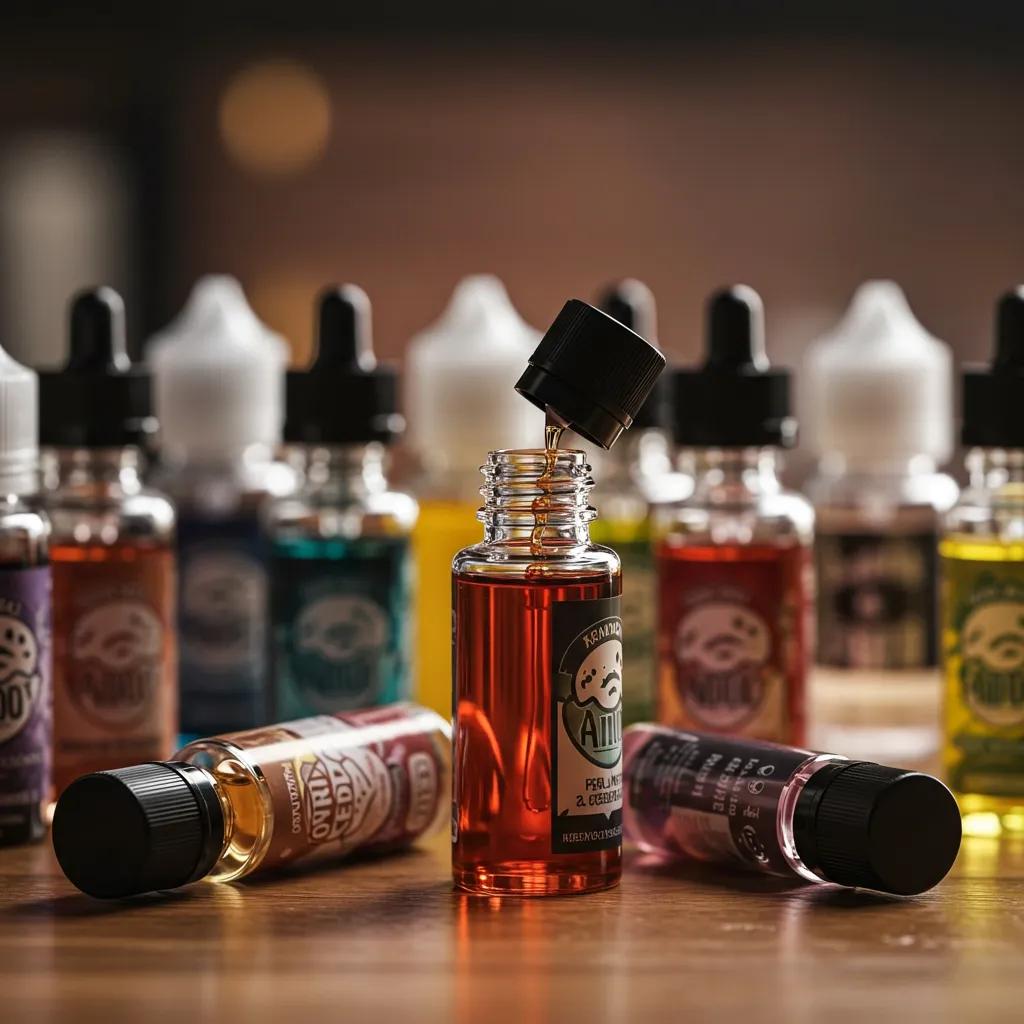 Vibrant bottles of e-liquid showcasing the wide selection and quality available from Mr. Nice Guy