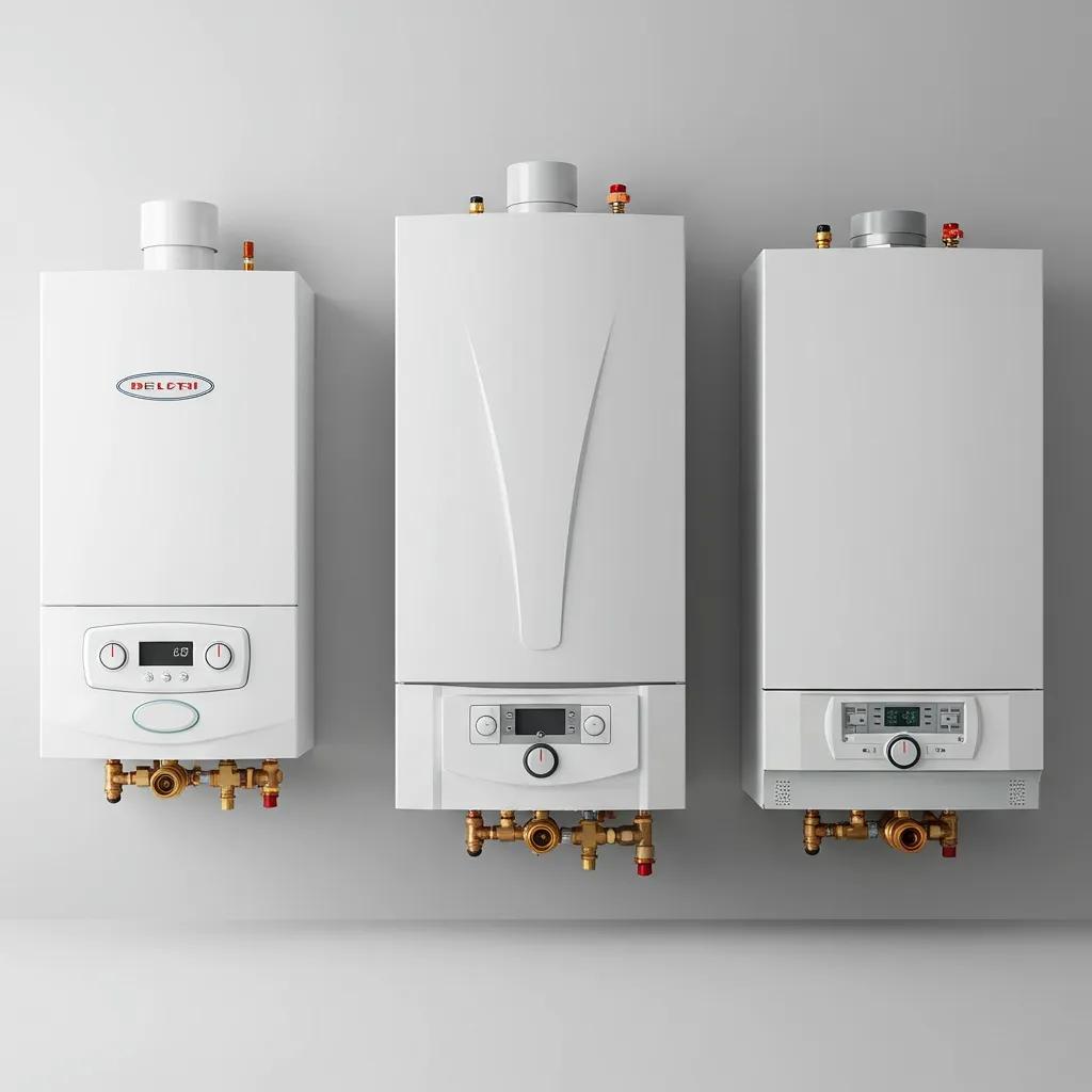 A comparison of combi, system, and conventional boilers, showing different types and their features