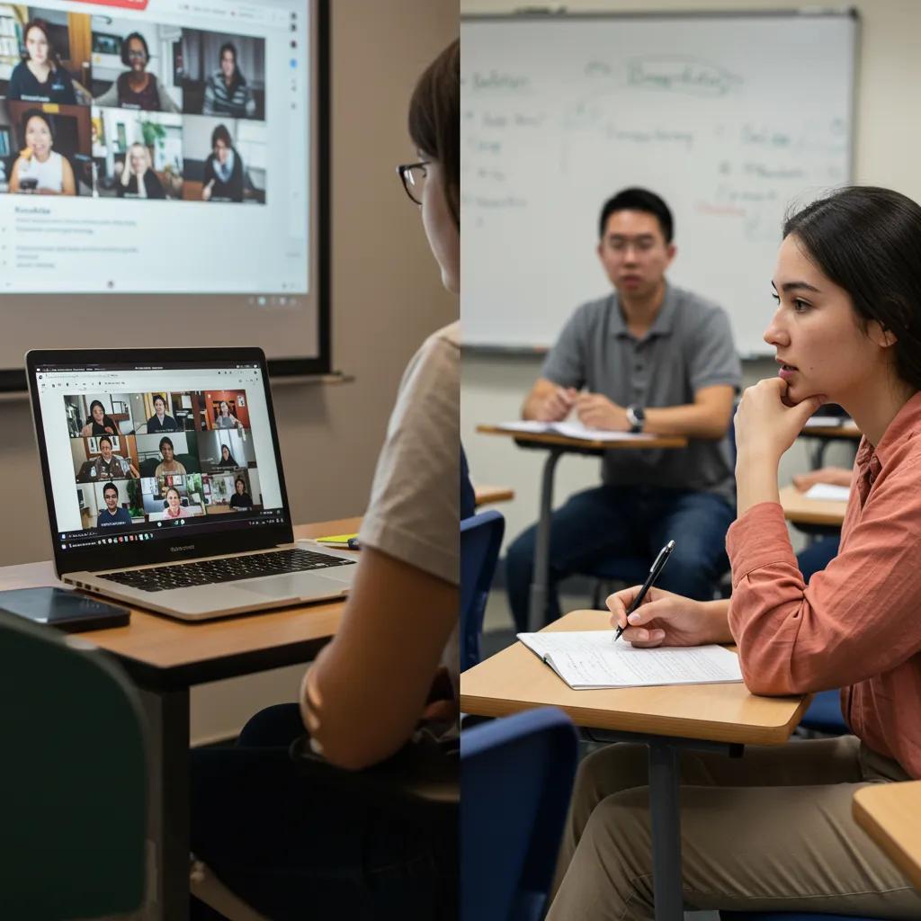 Visual comparison of online learning versus in-person classroom settings for the DMV pre-licensing course