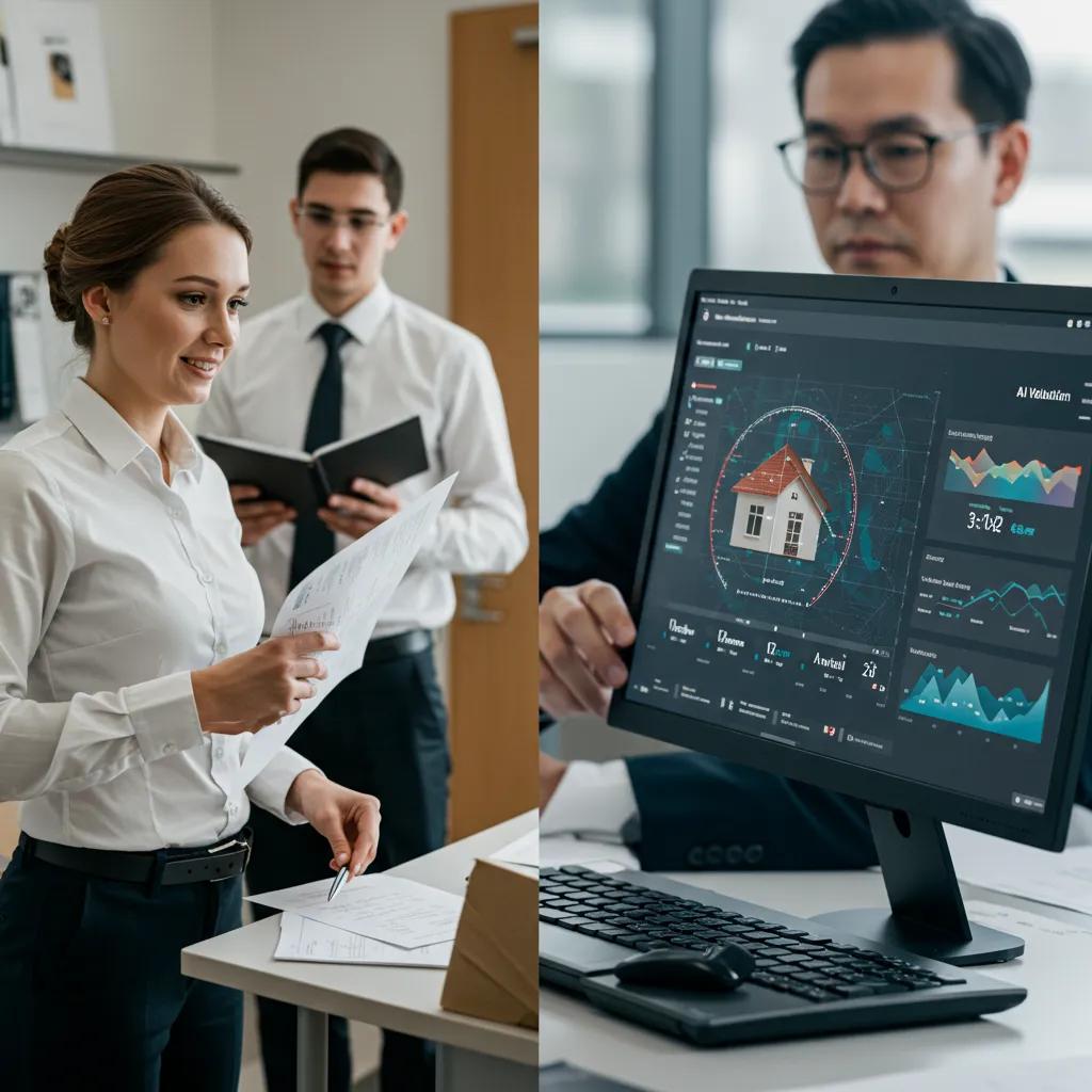 A visual comparison contrasting traditional property appraisal methods with AI valuation techniques A visual comparison contrasting traditional property appraisal methods with AI valuation techniques