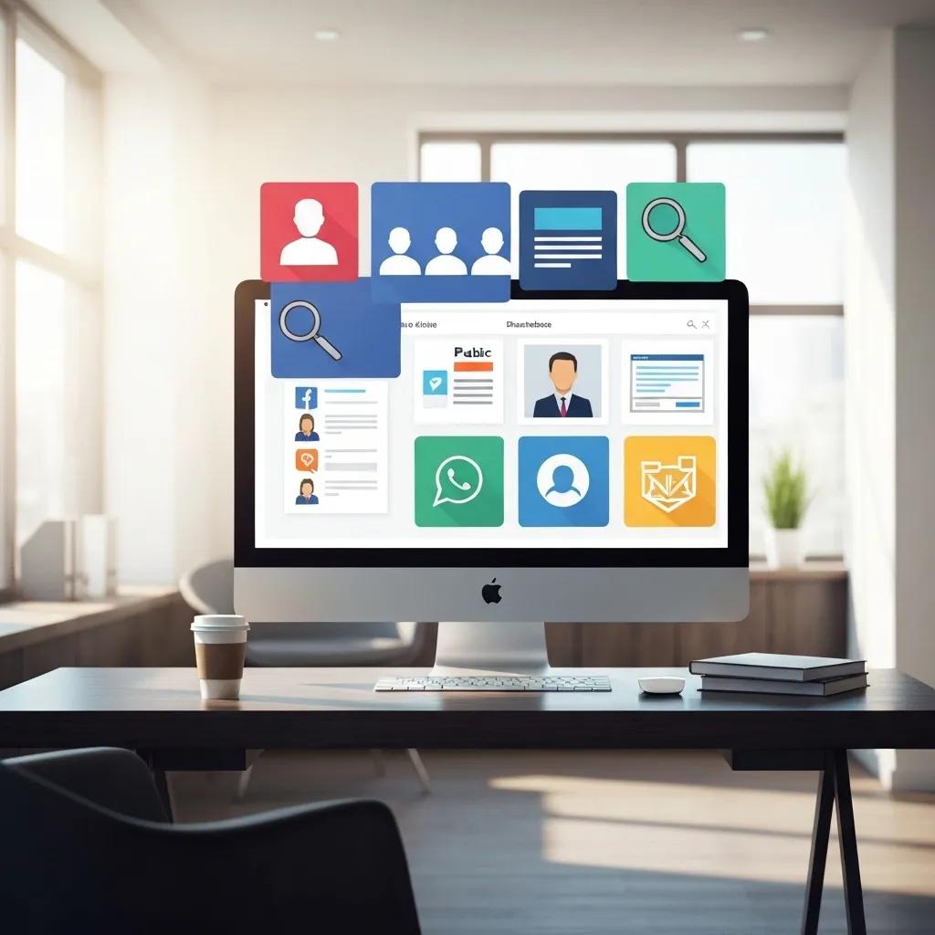 A computer screen displaying various online tools used for people tracing