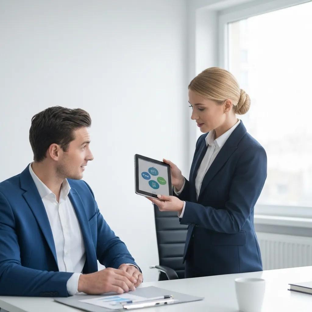 Consultant presenting to a client, highlighting the need for professional liability insurance