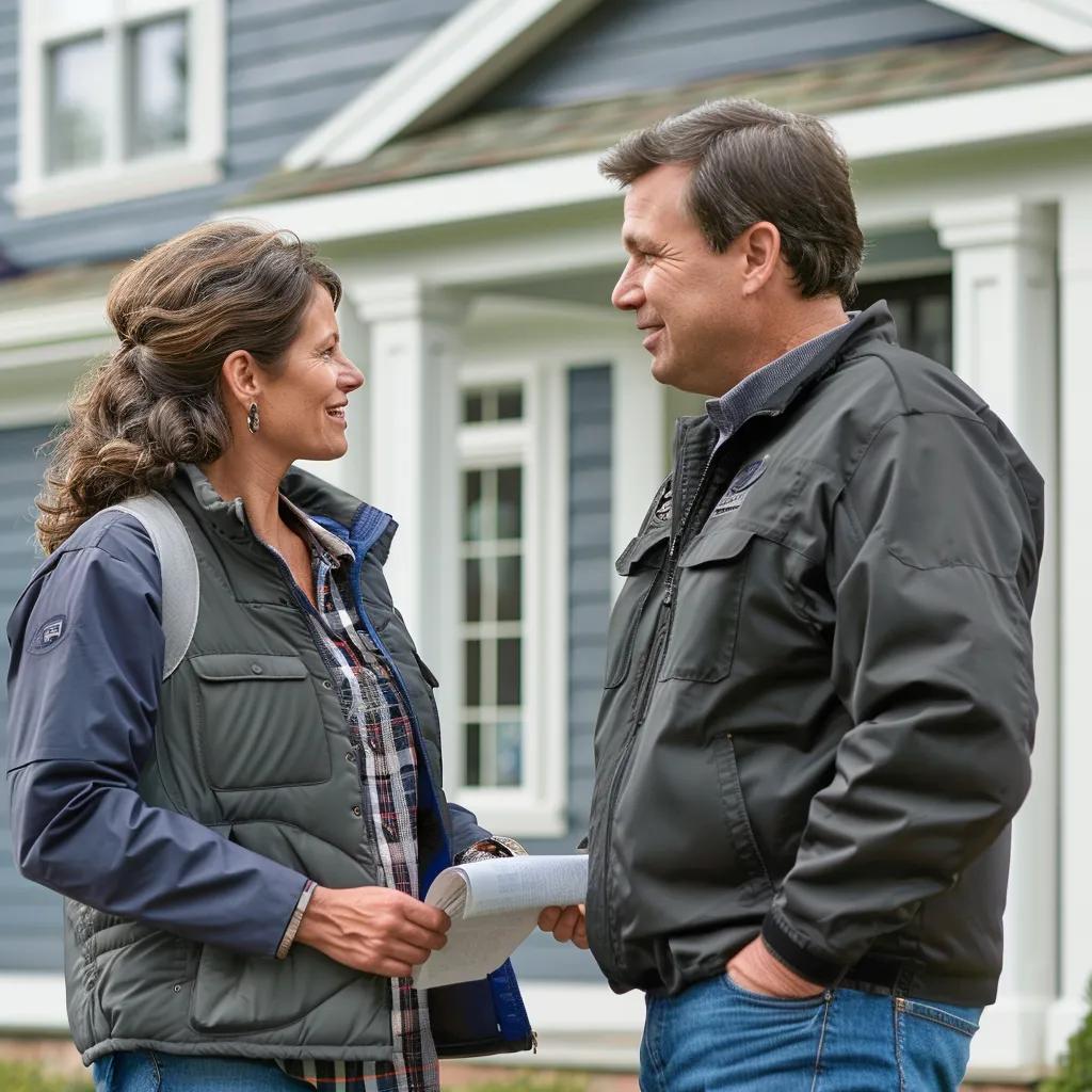 Local roofing contractor discussing project details with a homeowner