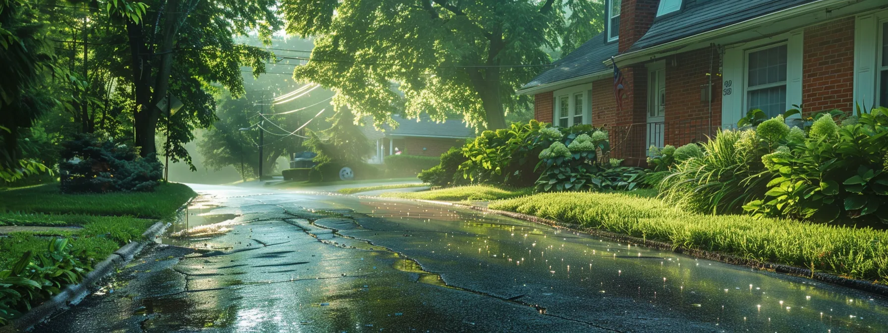 covered in protective plastic, vibrant green plants stand in front of a clean, shimmering driveway, ready for professional house washing in cleveland. covered in protective plastic, vibrant green plants stand in front of a clean, shimmering driveway, ready for professional house washing in cleveland.