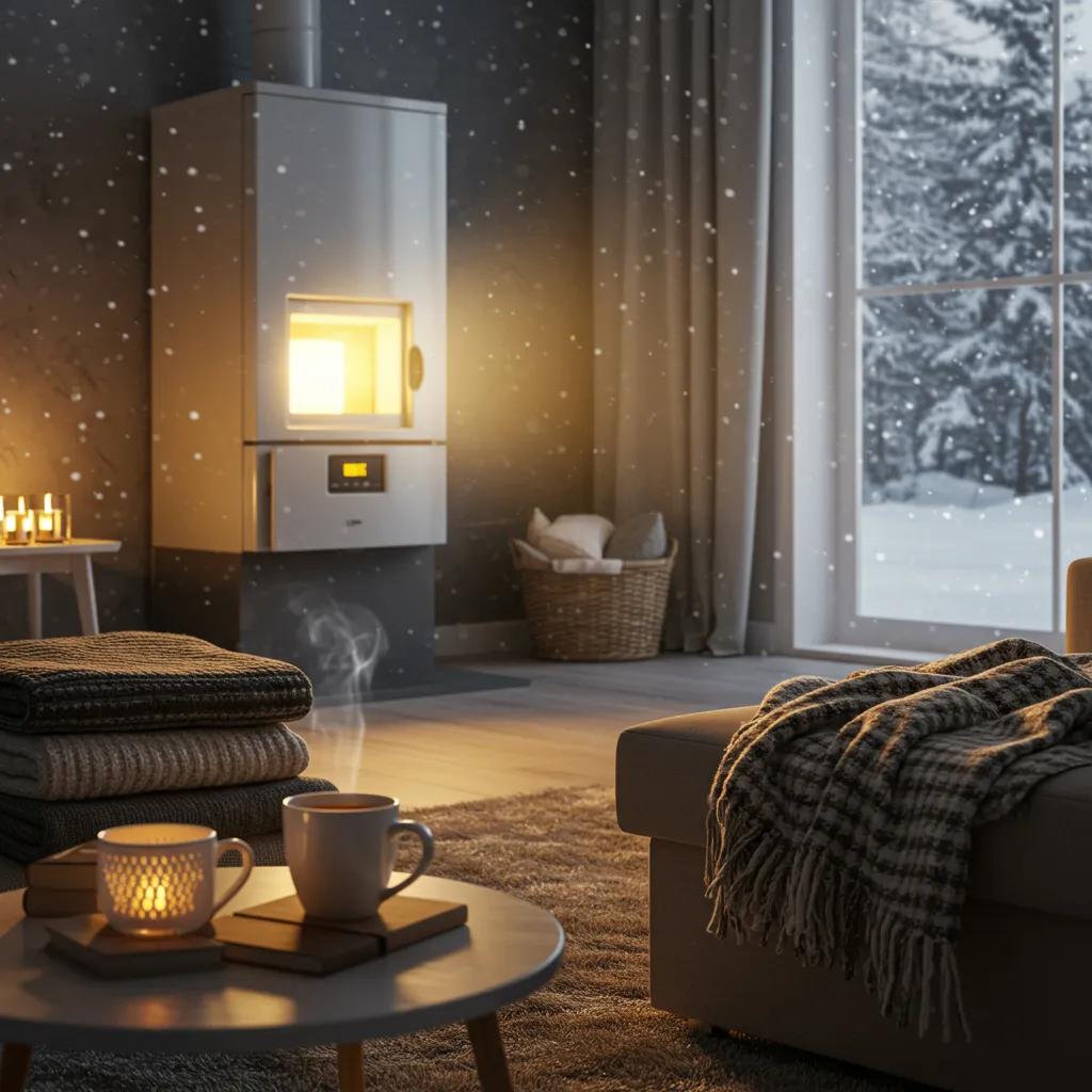 Cozy living room with a modern furnace providing warmth during winter