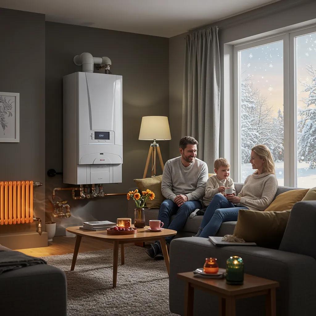 Cosy Glasgow living room with a newly installed, efficient boiler, highlighting the importance of reliable heating during winter