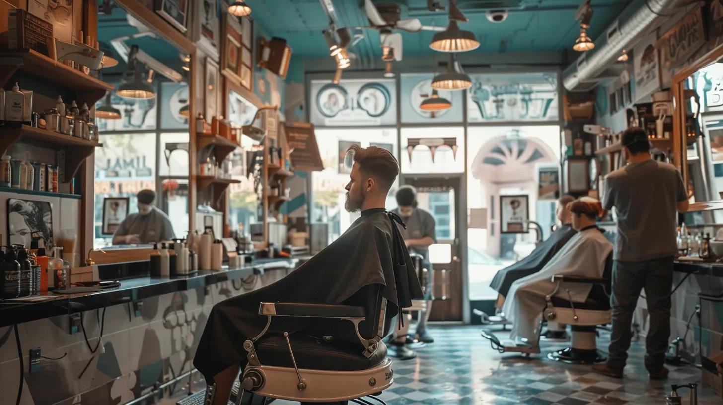 Barber shop - customers getting hair cut Barber shop - customers getting hair cut
