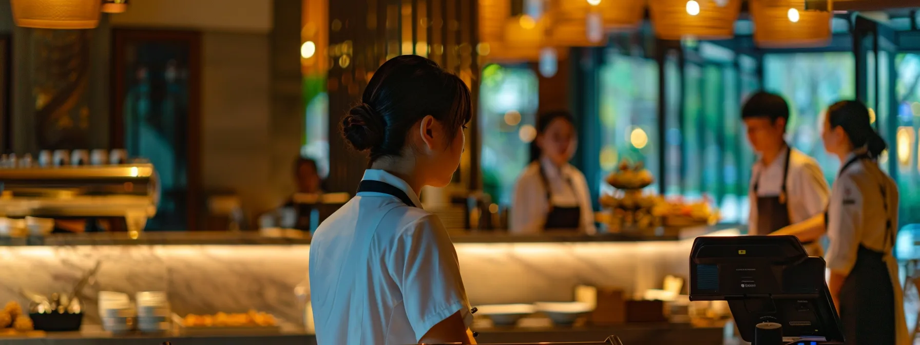 hotel staff and servers using paging systems to communicate and coordinate efficiently, ensuring prompt service delivery for guests.