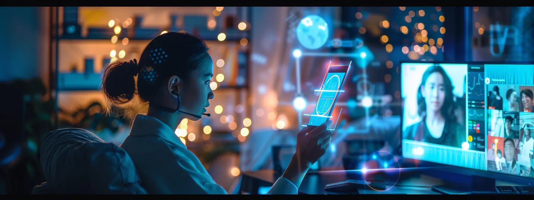 a person engaging in online counseling on a mobile device, surrounded by a digital interface displaying different therapy options and mental health resources.