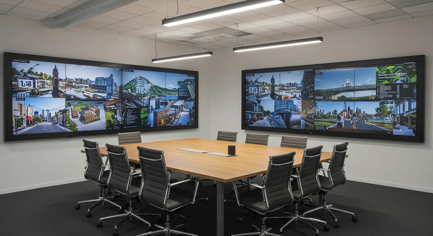 a modern office setting showcases a sleek conference table surrounded by digital screens displaying vibrant case studies and success stories, highlighting the effectiveness of a local digital marketing agency's strategies. a modern office setting showcases a sleek conference table surrounded by digital screens displaying vibrant case studies and success stories, highlighting the effectiveness of a local digital marketing agency's strategies.