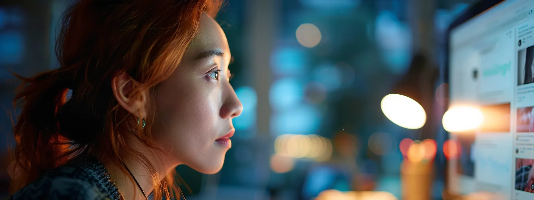 a person listening attentively to a digital wellbeing workshop or webinar on a computer screen.