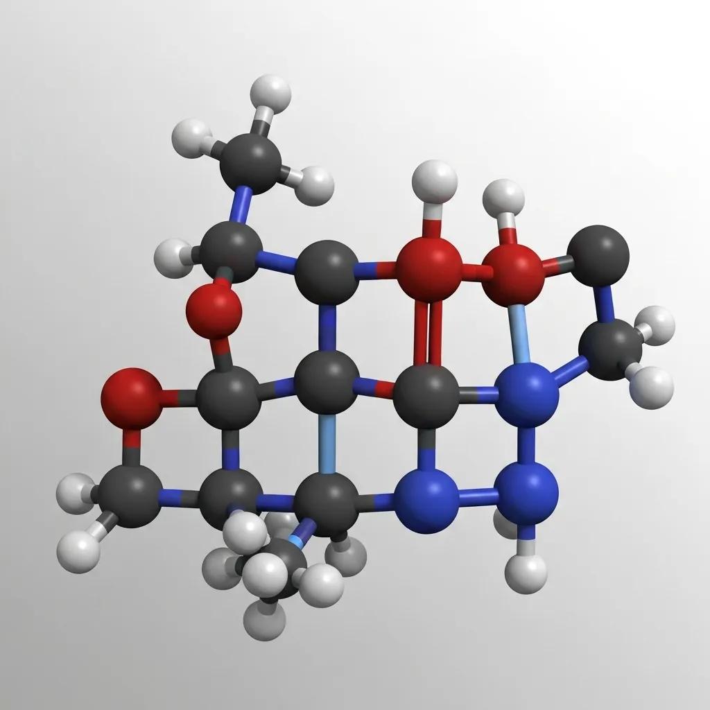 Molecular model of BPC 157 peptide highlighting its chemical structure