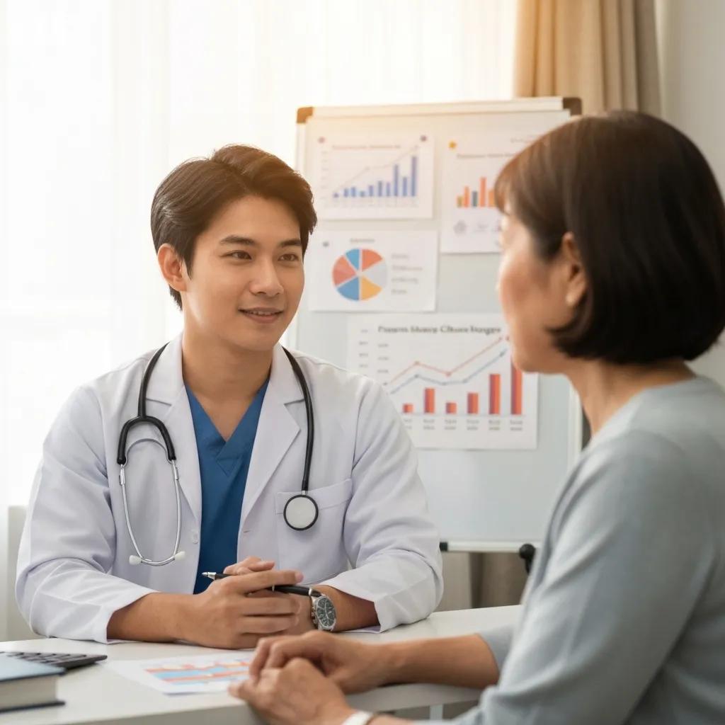 Healthcare professional discussing financial challenges with a patient, representing the funding issues in healthcare systems