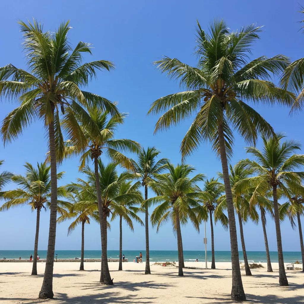 Lush palm trees in a sunny coastal landscape, representing tropical beauty and resilience in Corpus Christi