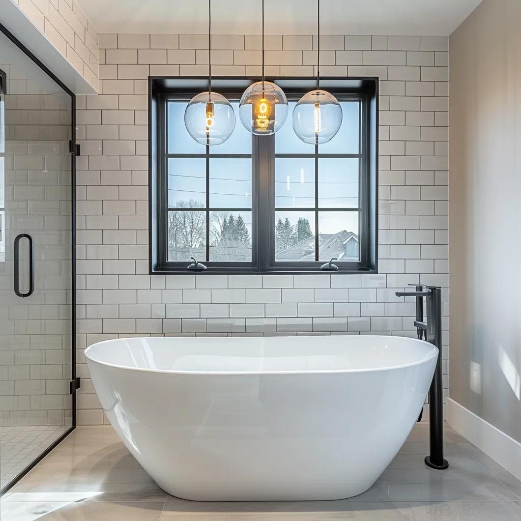 Luxurious renovated bathroom featuring modern fixtures and elegant design elements