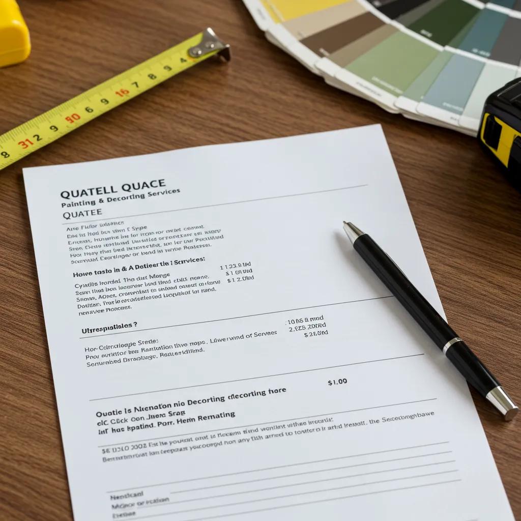 A detailed, itemised quote for painting and decorating services, underscoring the importance of transparent pricing