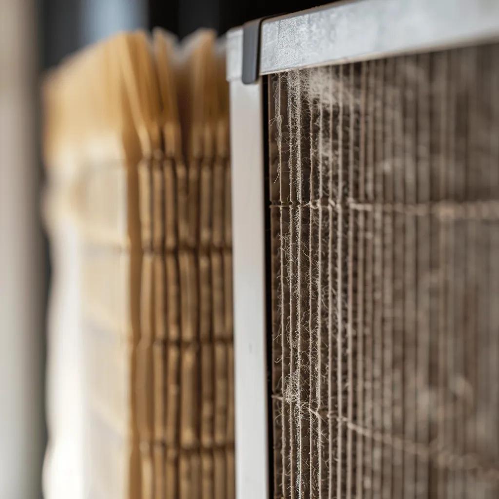 Comparison of dirty and clean air filters, illustrating the impact of HVAC maintenance on energy efficiency