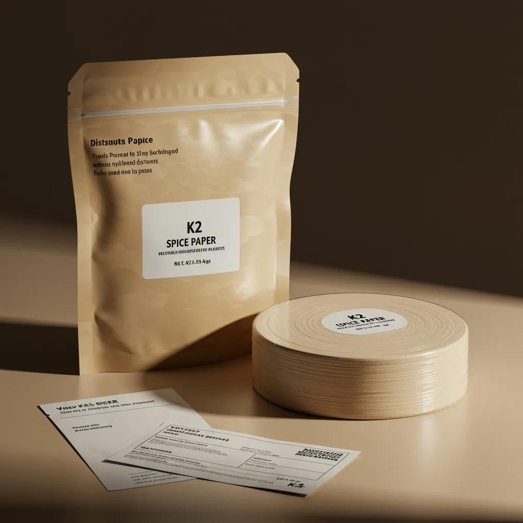 Discreet packaging for lined K2 spice paper, showcasing unmarked envelopes and secure shipping methods