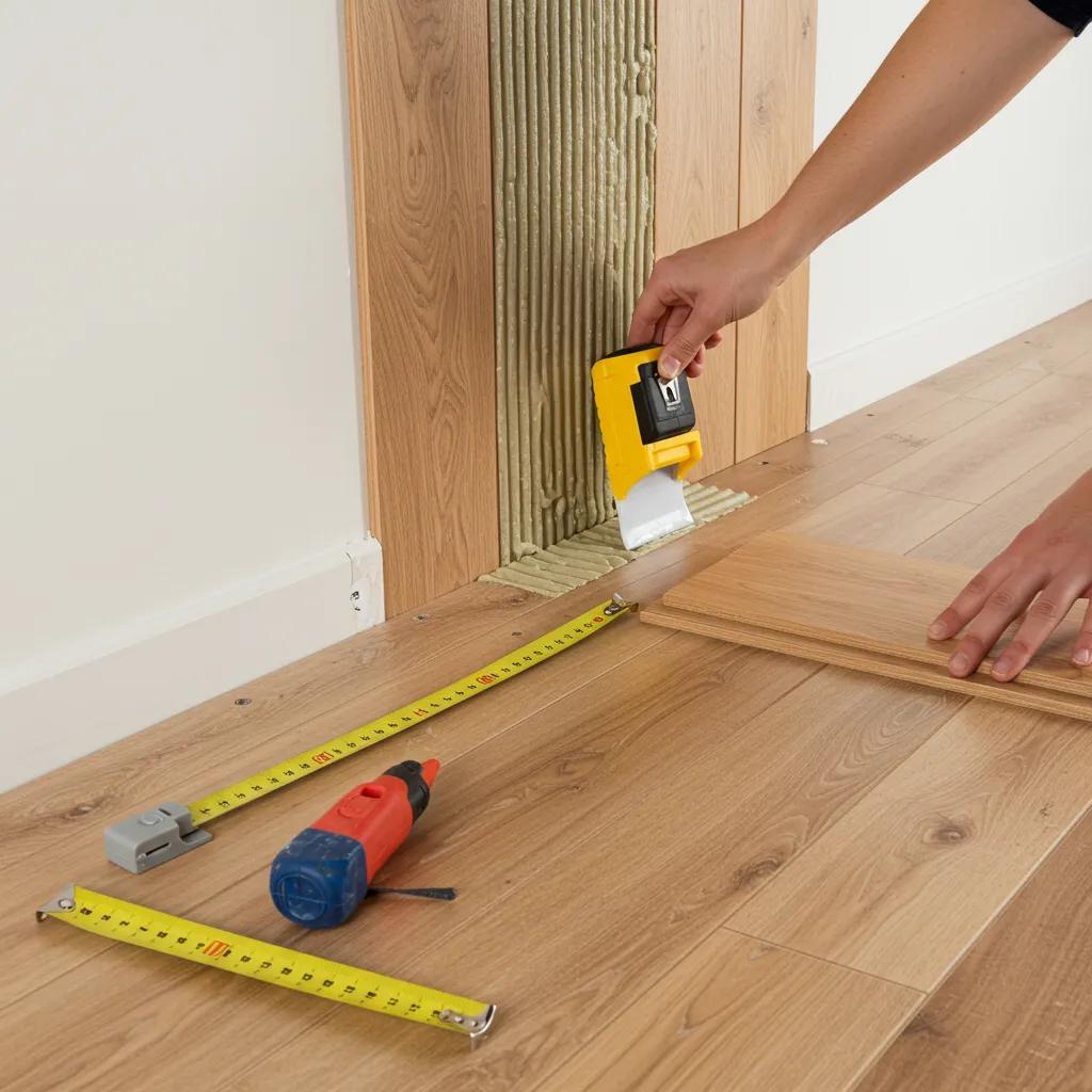 DIY wood wall panelling installation process, showing the necessary tools and materials for homeowners