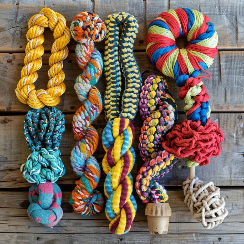 Selection of durable and safe rope dog toys for tug-of-war
