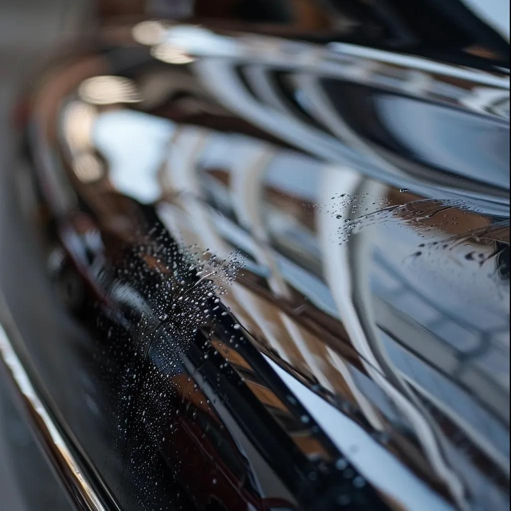 A close-up comparison of a car's dull, oxidized paint surface next to a section restored to its original brilliant shine by WashCar SG. A close-up comparison of a car's dull, oxidized paint surface next to a section restored to its original brilliant shine by WashCar SG.