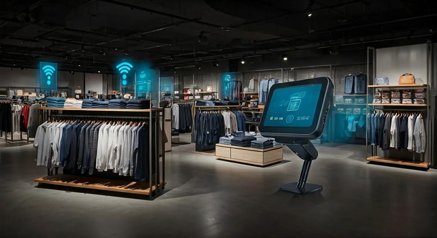 Illustration of RFID technology providing real-time inventory visibility in retail