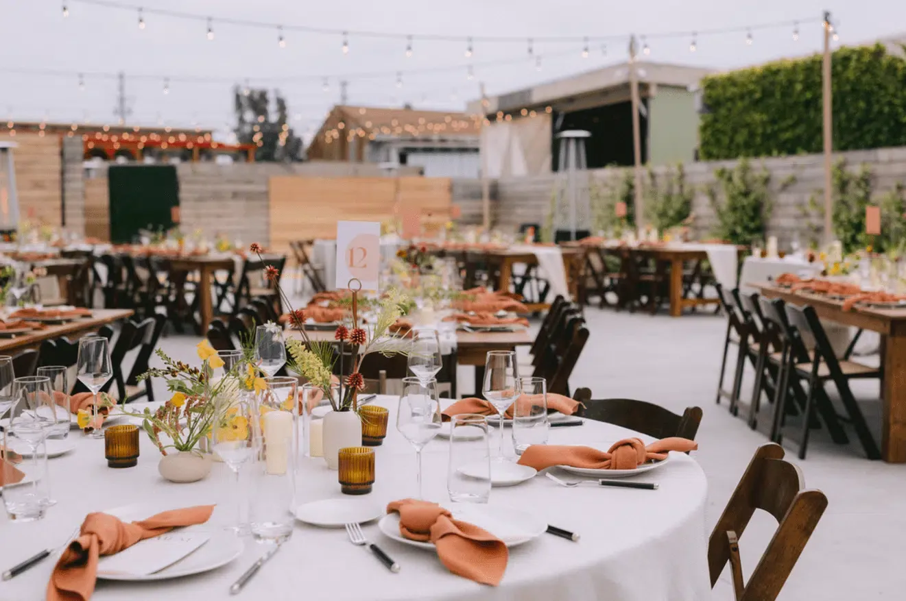 tables and chair setup for budget-friendly wedding event