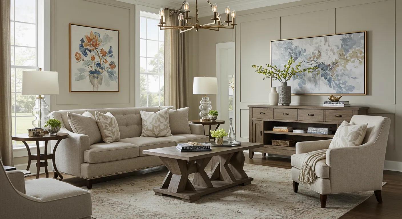 a chic, contemporary living space in peachtree corners, ga, showcases basilica furniture's custom artisan-crafted pieces, accented by soft ambient lighting and textures, inviting customers into a refined atmosphere of upscale southern charm. a chic, contemporary living space in peachtree corners, ga, showcases basilica furniture's custom artisan-crafted pieces, accented by soft ambient lighting and textures, inviting customers into a refined atmosphere of upscale southern charm.