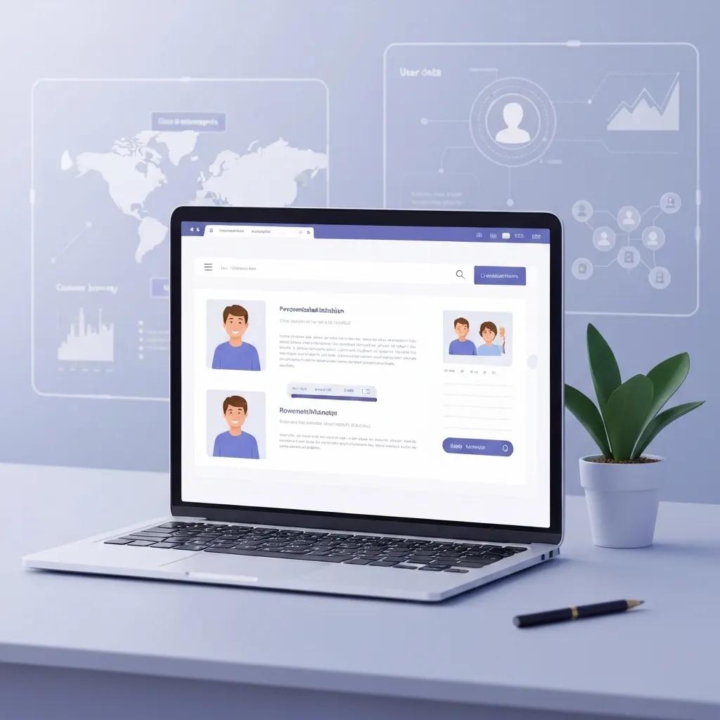 Personalized landing page on a laptop, demonstrating AI-driven customer experience Personalized landing page on a laptop, demonstrating AI-driven customer experience