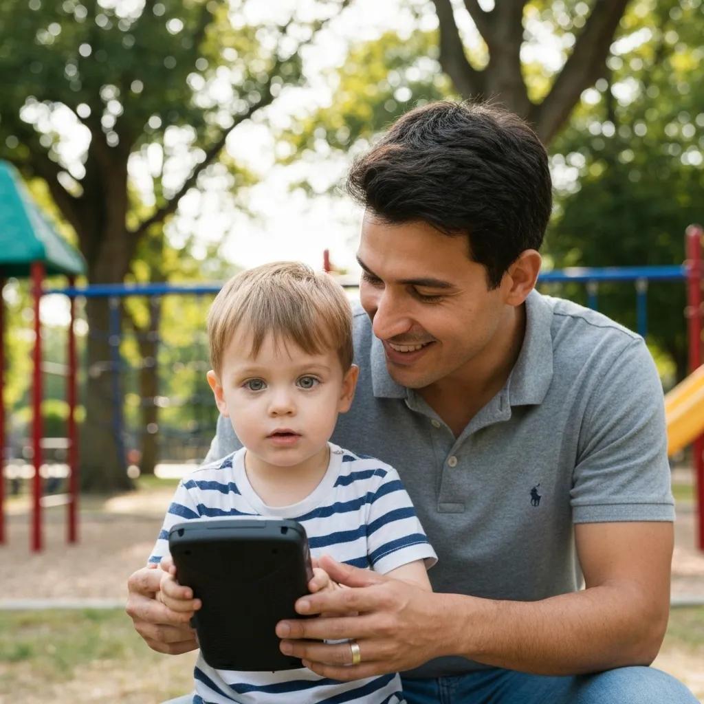 A parent and child practicing communication skills in a park, emphasizing the vital role of parent involvement in ABA therapy