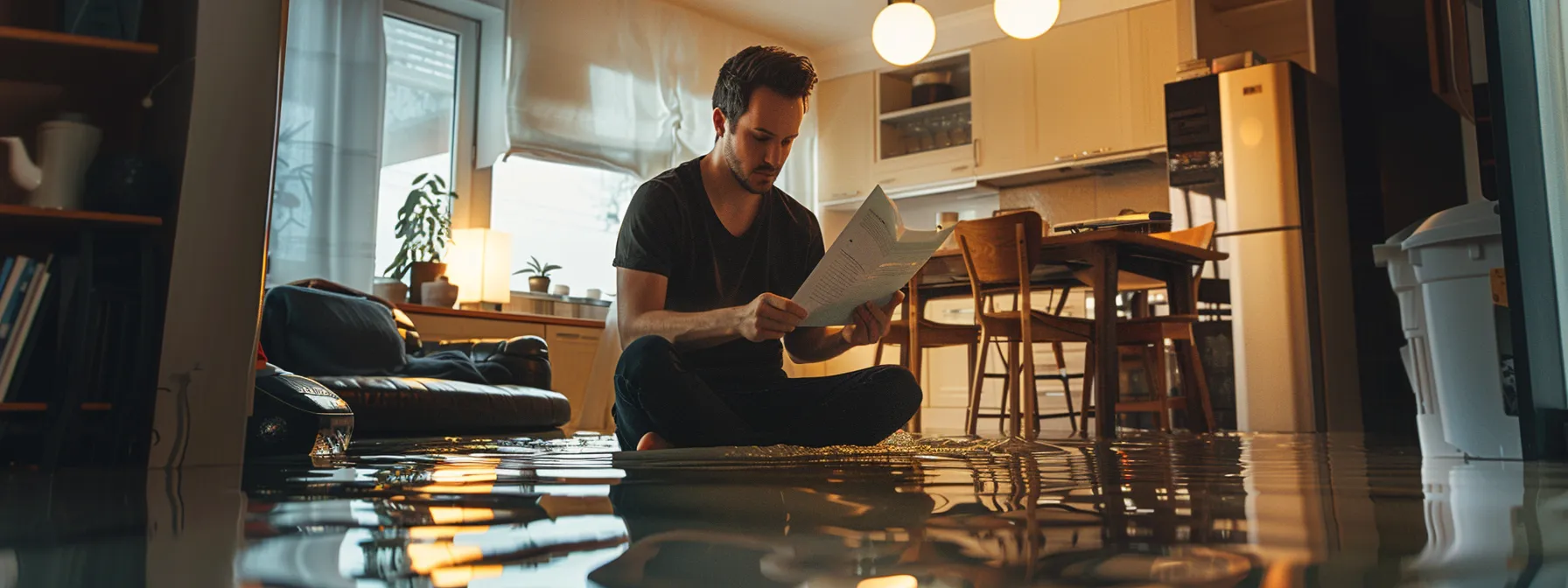 a renter reviewing different flood insurance policies as they assess the protection of their belongings from potential water damage.