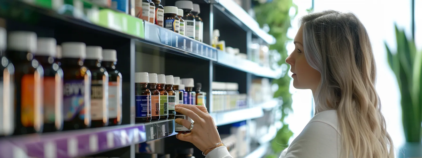 a woman selecting different supplement options for her personalized weight loss journey.