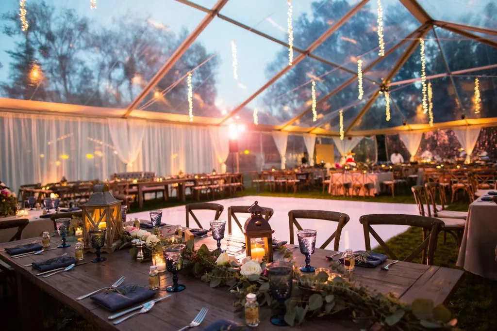 tent with lights