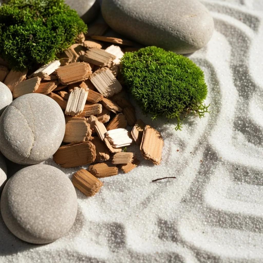 Natural materials for lowering aquarium pH including driftwood, peat moss, and crushed coral