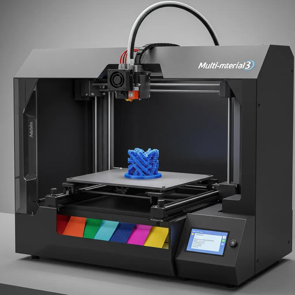 Multi-material 3D printer showcasing advanced technology and diverse materials
