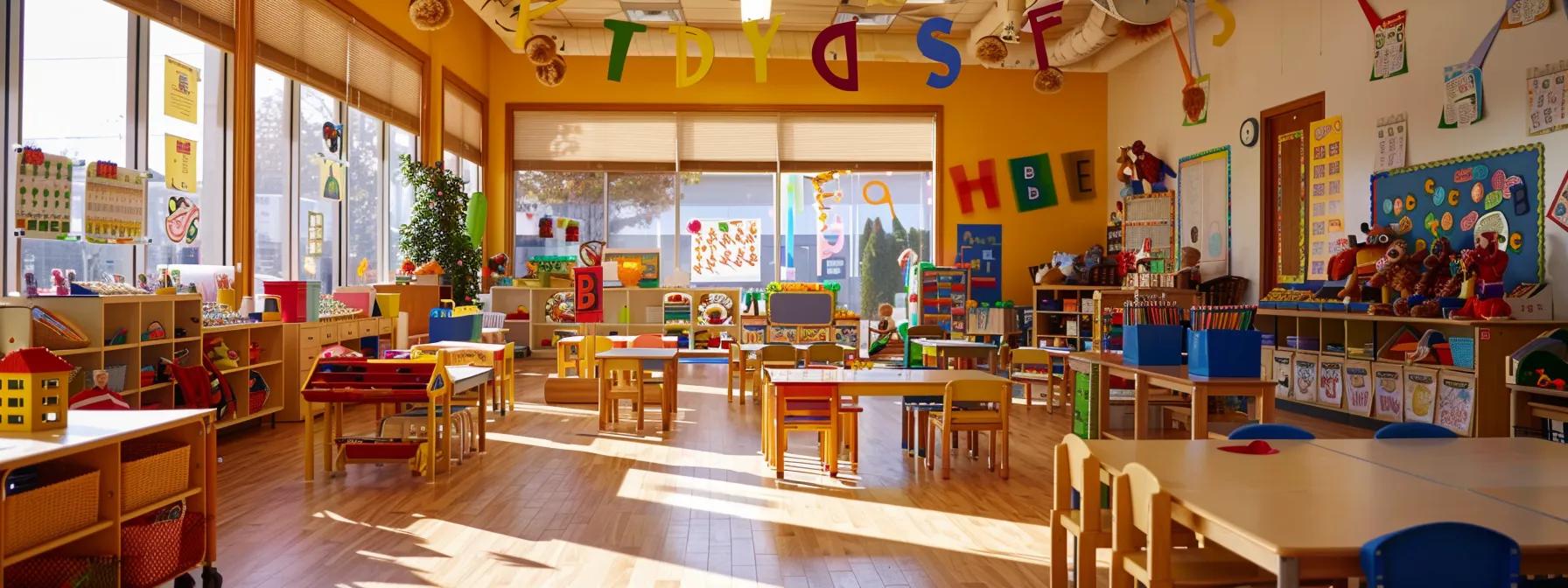 a vibrant classroom setting filled with engaged toddlers surrounded by colorful letter b visuals and interactive phonics activities, fostering a dynamic and playful learning environment.