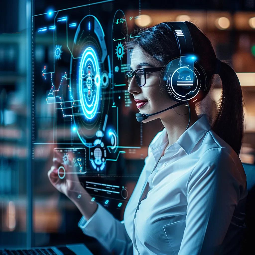 Customer service representative using AI tools to enhance customer experience
